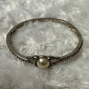 Vintage Avon Silver Bracelet with Pearl Accent